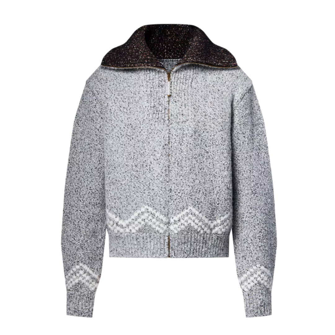 Zip-Strickjacke – Grau-Melange LV07