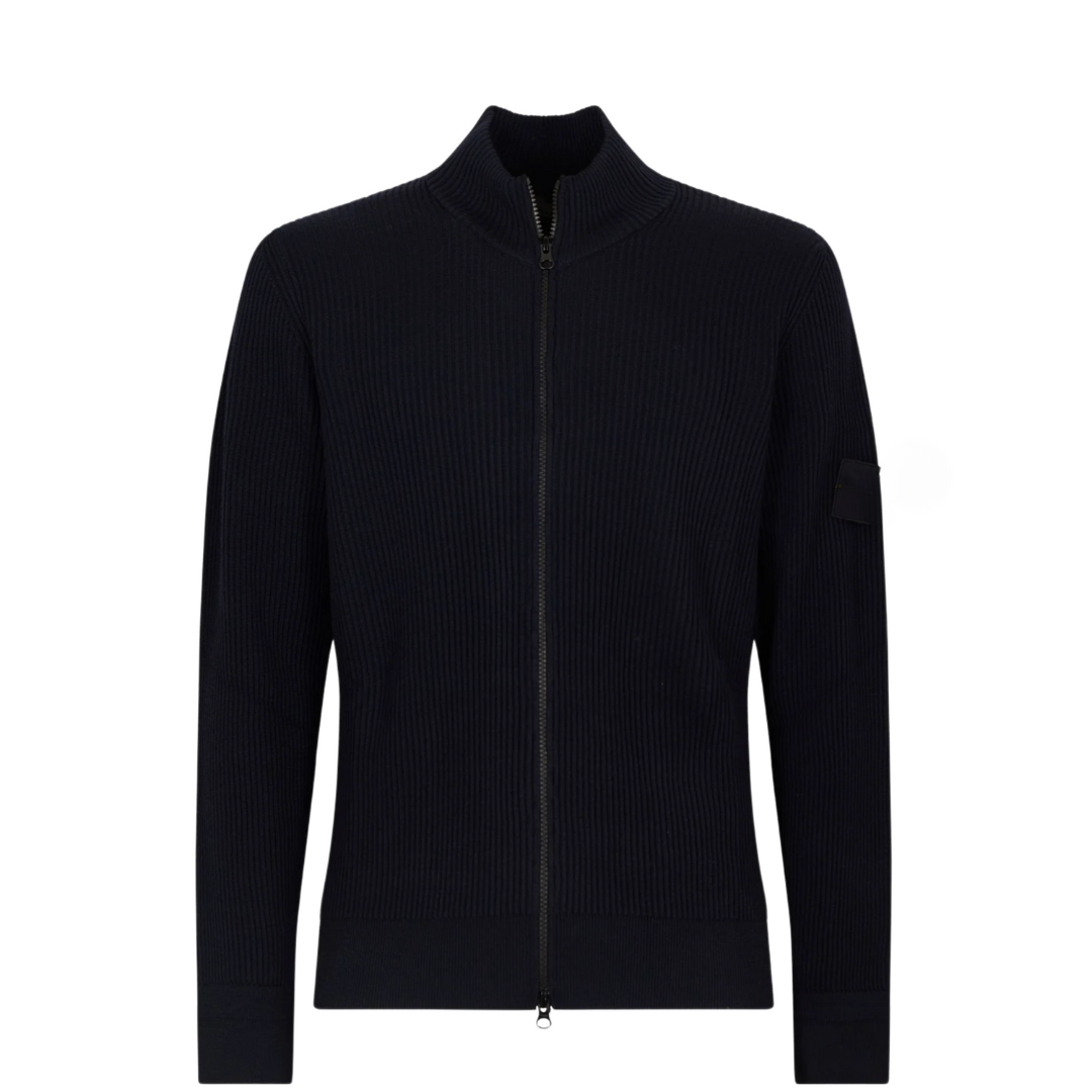 Full-Zip Wool Knit Jacket – Deep Black SI 02