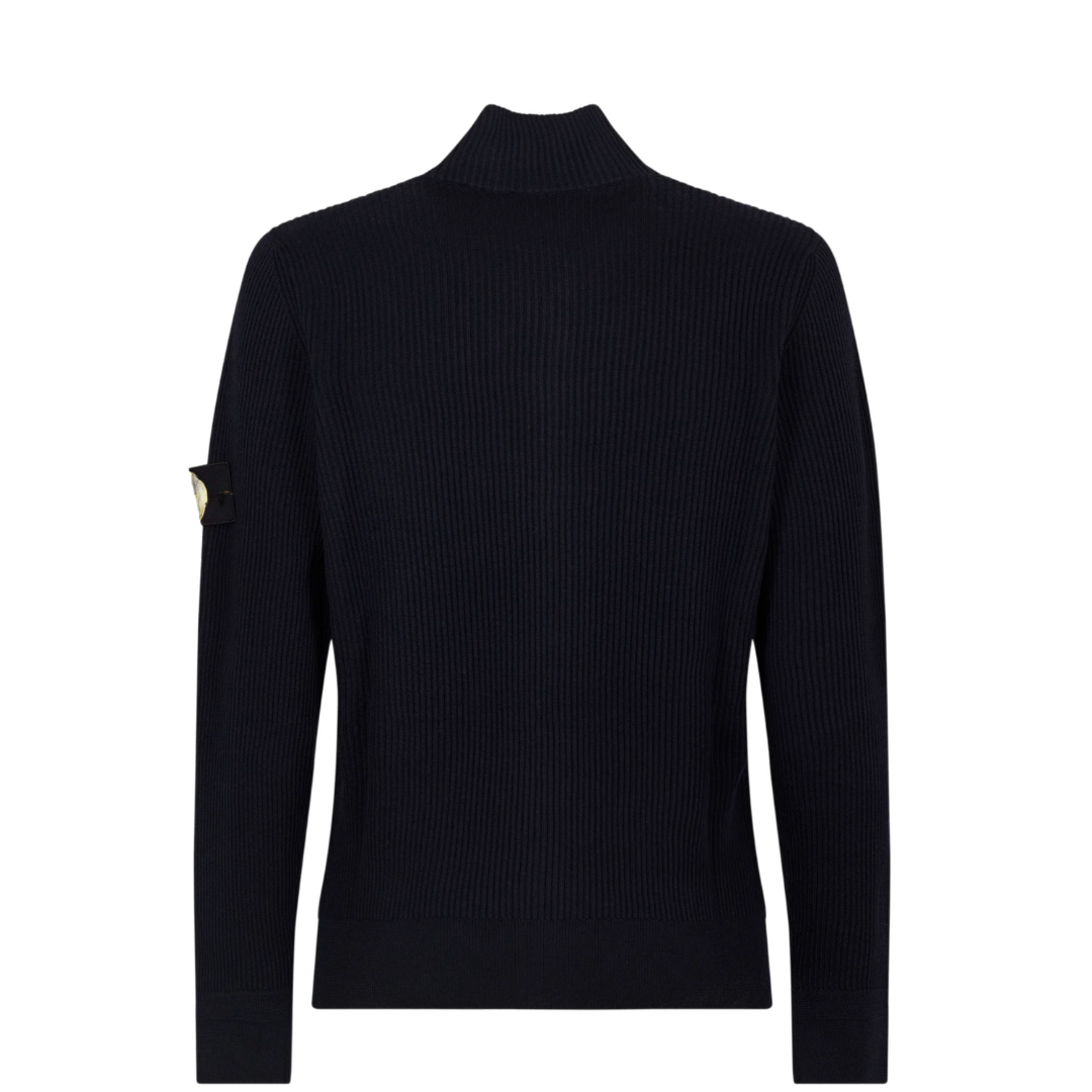 Full-Zip Wool Knit Jacket – Deep Black SI 02