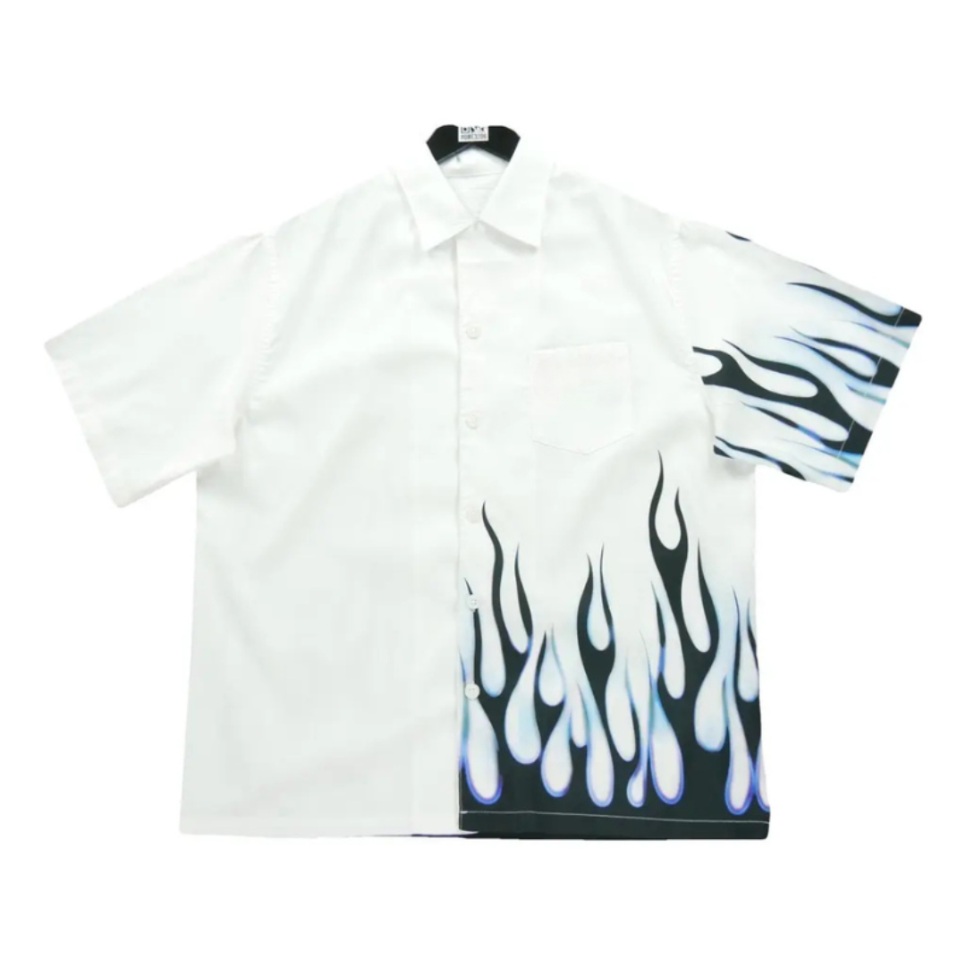 Summer Shirt – White & Electric Blue PM02